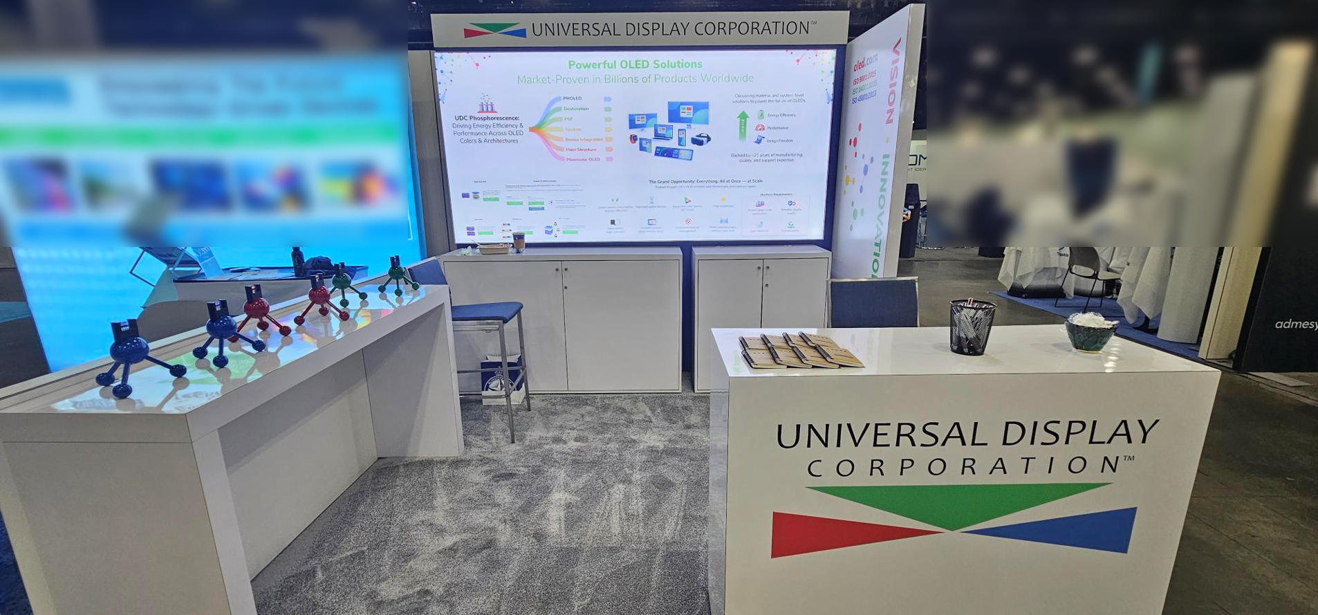 UDC’s booth at SID Display Week 2026, showcasing OLED innovation across emerging approaches along with its proven materials supply